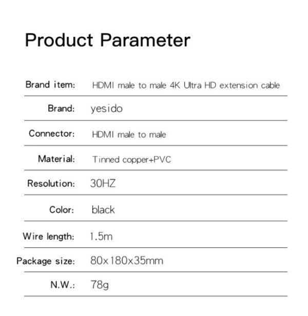 YESIDO HM09 4K HDMI CABLE - Image 3